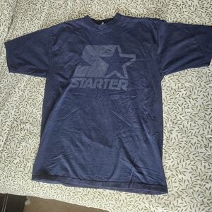 Vintage 90s Starter Big Logo Graphic T-Shirt Navy Blue Men's XL Made in Canada